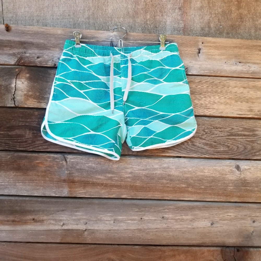 Women's Swim Shorts, Medium, Blue Waves